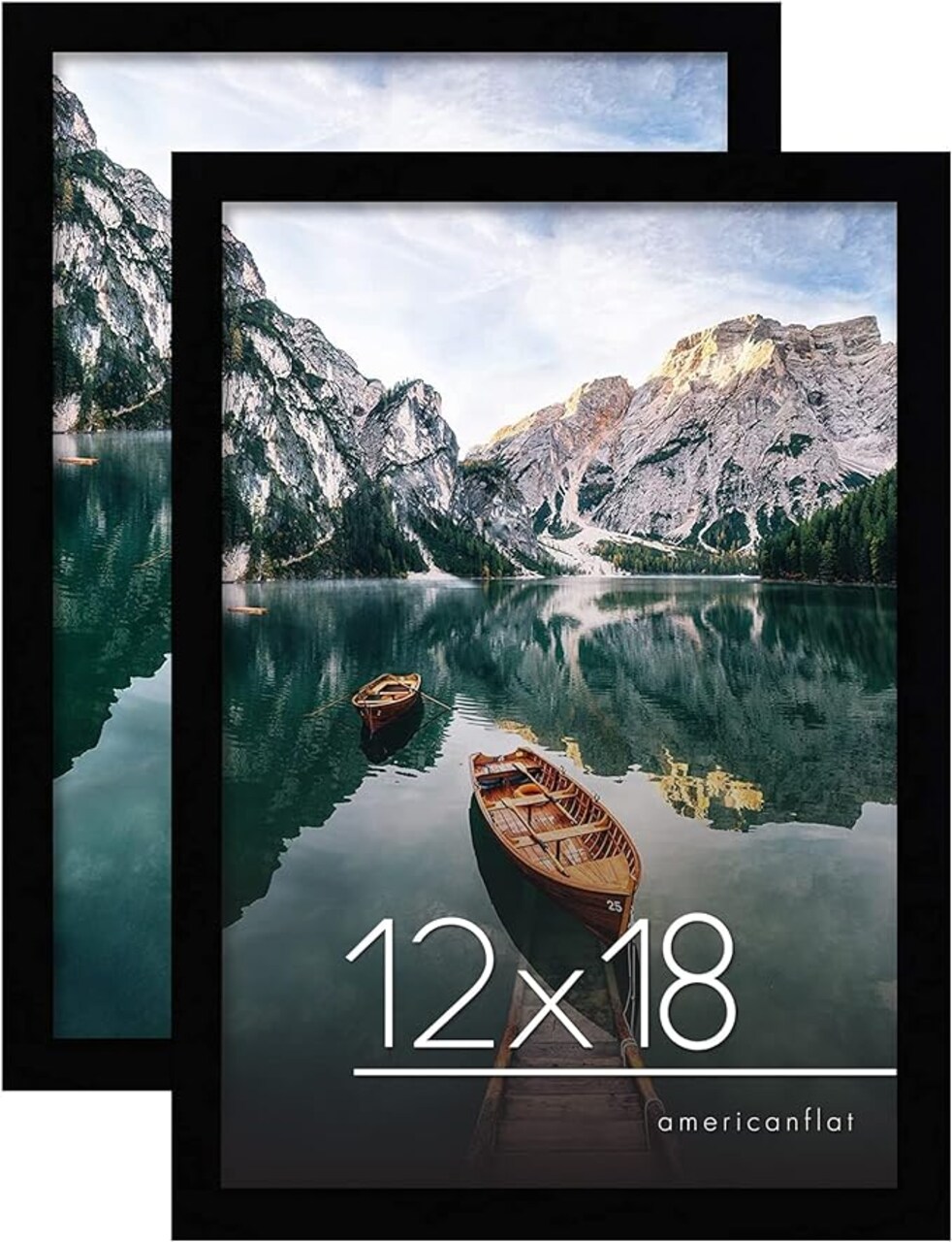 12x18 Picture Frames in Black - Set of 2 - Engineered Wood Photo Frames with Shatter-Resistant Glass and Hanging Hardware for Wall Display